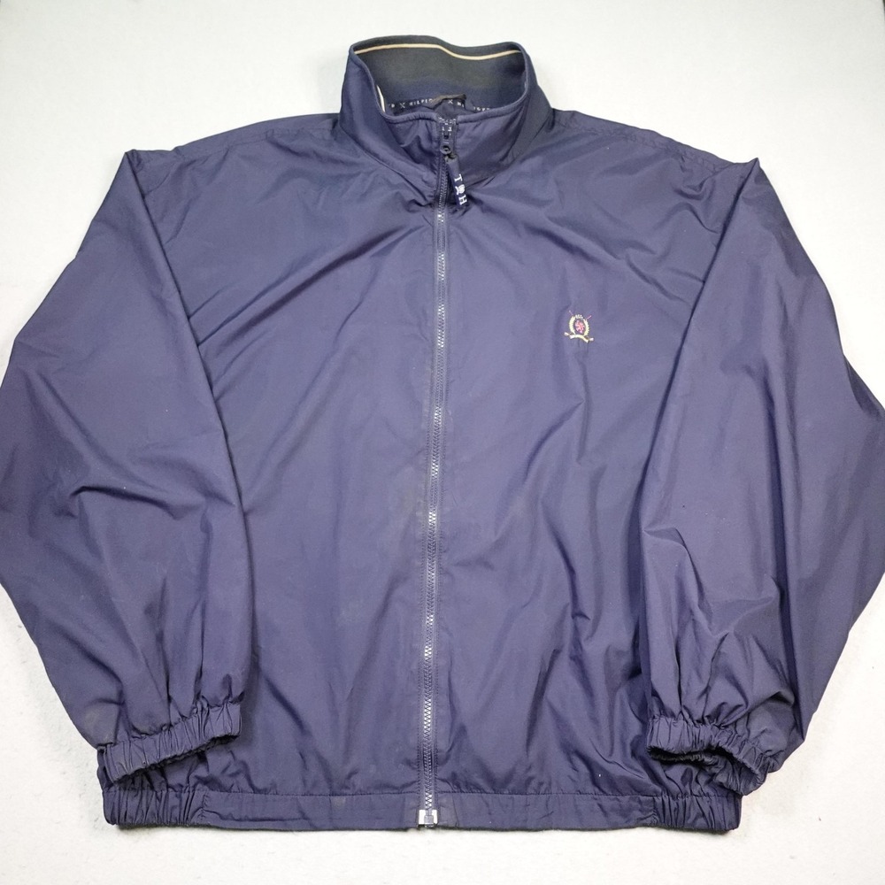 Tommy Hilfiger Golf Jacket Mens 2XL Blue Windbreaker Full Zip Lined Lightweight